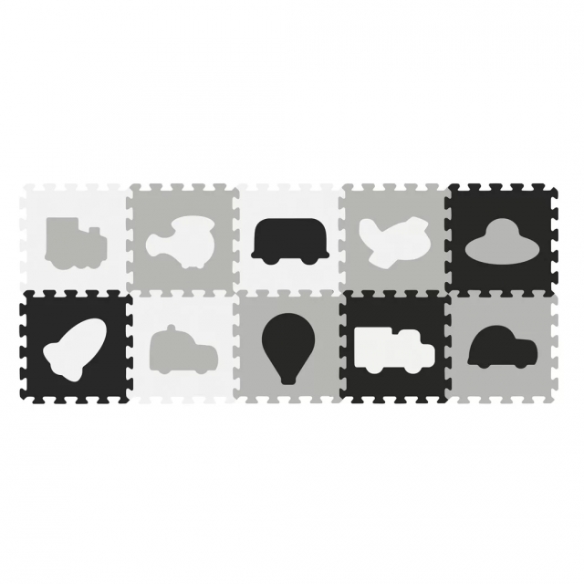 BABYONO Habszivacs puzzle sznyeg 10db Fekete/szrke 394/02