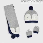 MAYORAL MODA  sapka, sl s keszty szett / Grau - Newborn Boy - 1F - 12 h 9311