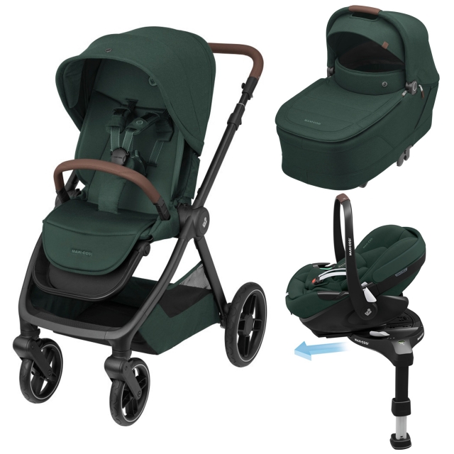 MAXI-COSI Oxford+ SlideTech 4in1 babakocsi Sense m�zeskos�rral �s Pebble 360 Pro hordoz�val Twillic Green MC1150403110