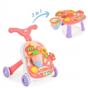 MONI TOYS 2in1 j�r�sseg�t� kisasztall� alak�that�, kos�rral pink